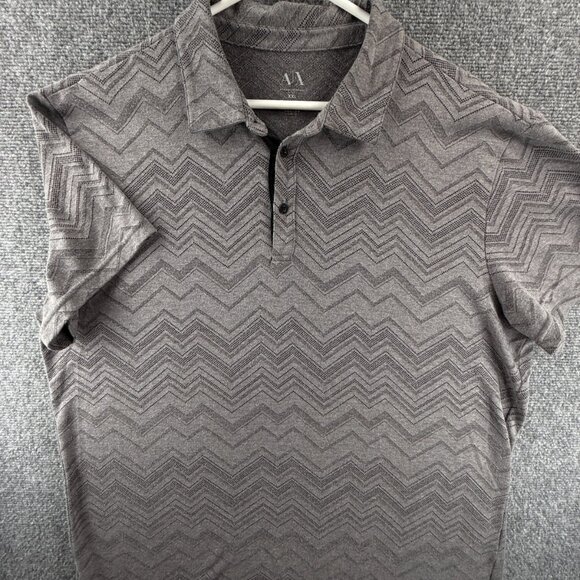 Armani Exchange 2XL Polo Shirt Gray Geometric Soft Short Sleeve Collared Men - Picture 1 of 12